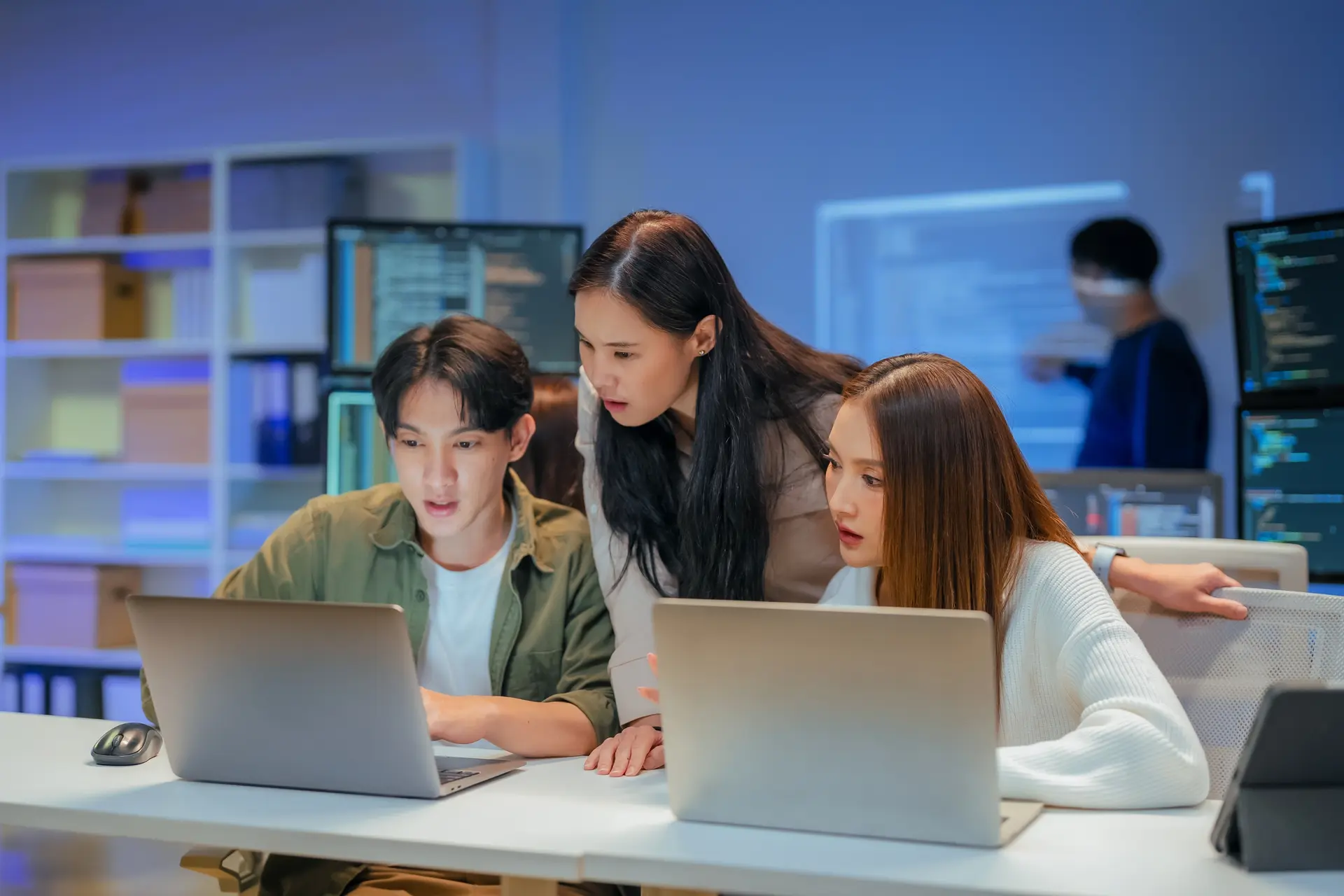 Team collaborating in office